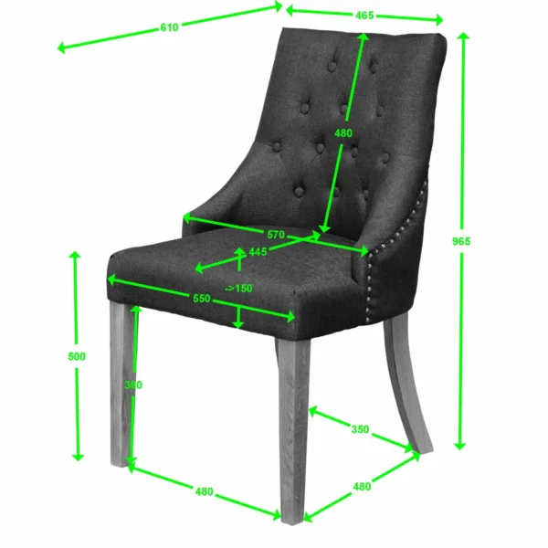 Windsor chair in charcoal fabric - Image 3