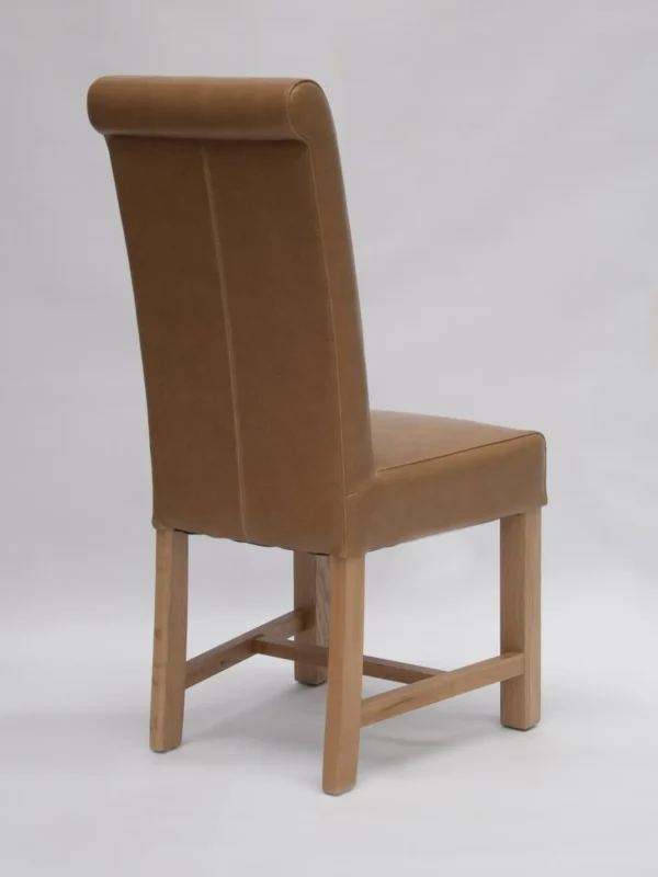 Chunky Scroll dining chair (Tan/Oak) - BYCAST - Image 2