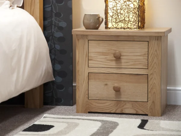 Torino 2 Drawer Narrow Bedside Cabinet