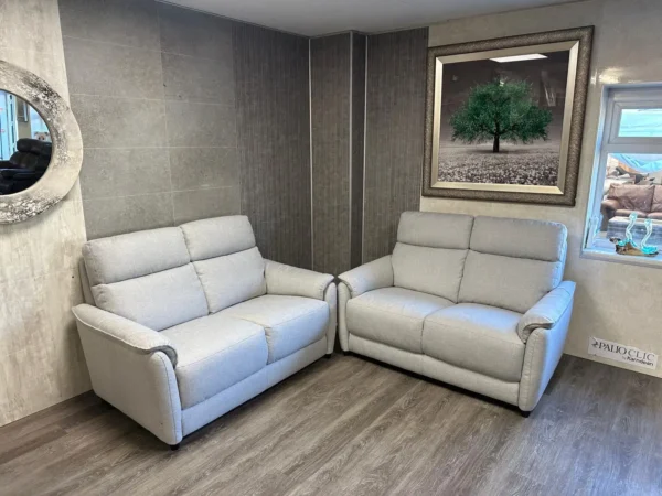 HTL Turin Fabric 2 & 2 Seater Sofa Set  In A BXS Silver - Grey Fabric