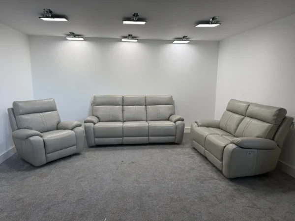 The Winchester Range In Light Grey Leather Power Recliners