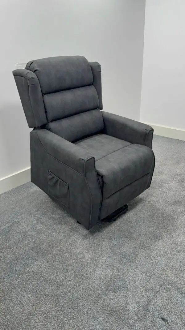 Nikoleta Charcoal Grey Endurance Fabric Duel Motor Power Rise & Recliner Armchair - Image 2