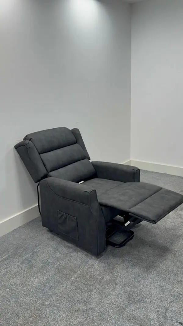 Nikoleta Charcoal Grey Endurance Fabric Duel Motor Power Rise & Recliner Armchair - Image 5