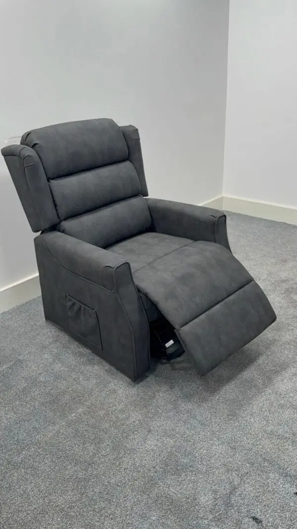 Nikoleta Charcoal Grey Endurance Fabric Duel Motor Power Rise & Recliner Armchair - Image 3