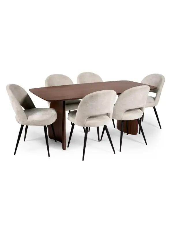 Artemis Curved Leg Walnut Dining Table - Image 13