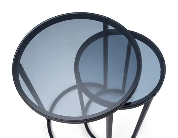 Chicago Round Nesting Side Tables Smoked Glass - Image 7
