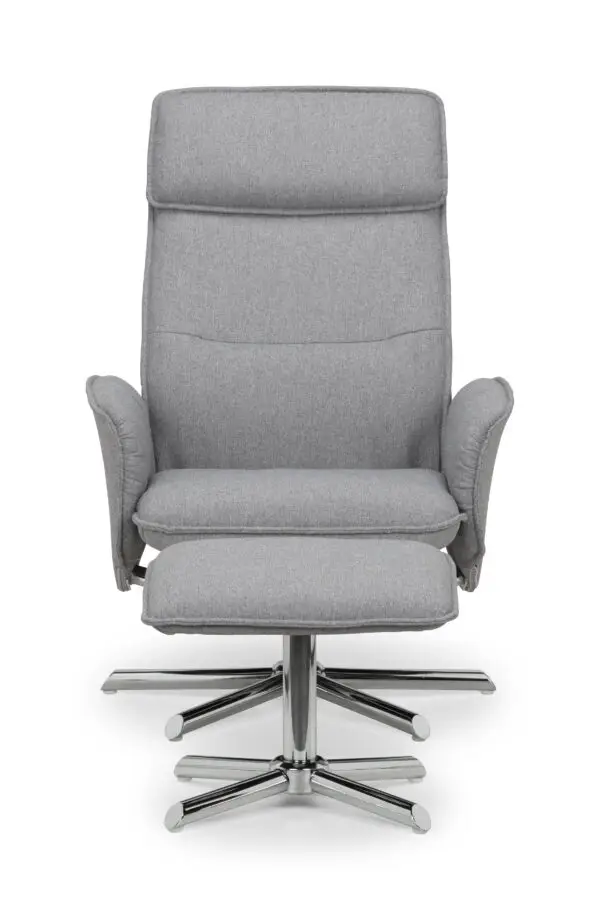 Aria Recliner Chair With Stool - Grey Linen - Image 3