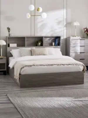 Bali Ottoman Storage 150cm King Bed -Grey Oak