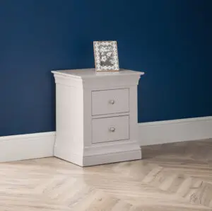 Clermont 2 Drawer Bedside - Light Grey