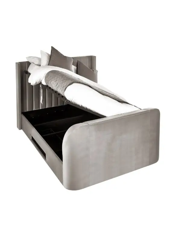 Clara Ottoman TV Bed 135cm - Light Grey - Image 5