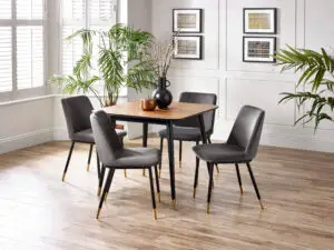 Findlay Square Table and 4 Grey Delaunay Chairs
