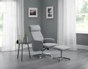 Aria Recliner Chair With Stool - Grey Linen